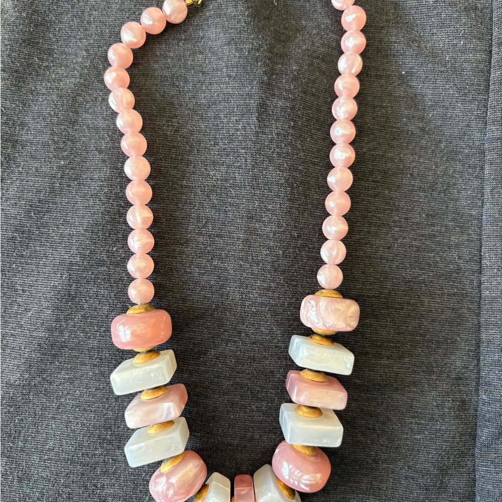 Vintage Pink Beaded Statement Necklace Very Cute